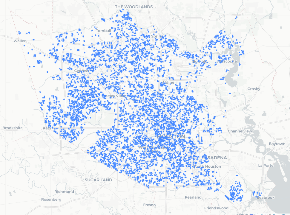 Random Samplings of HCAD Parcels within METRO Service Area